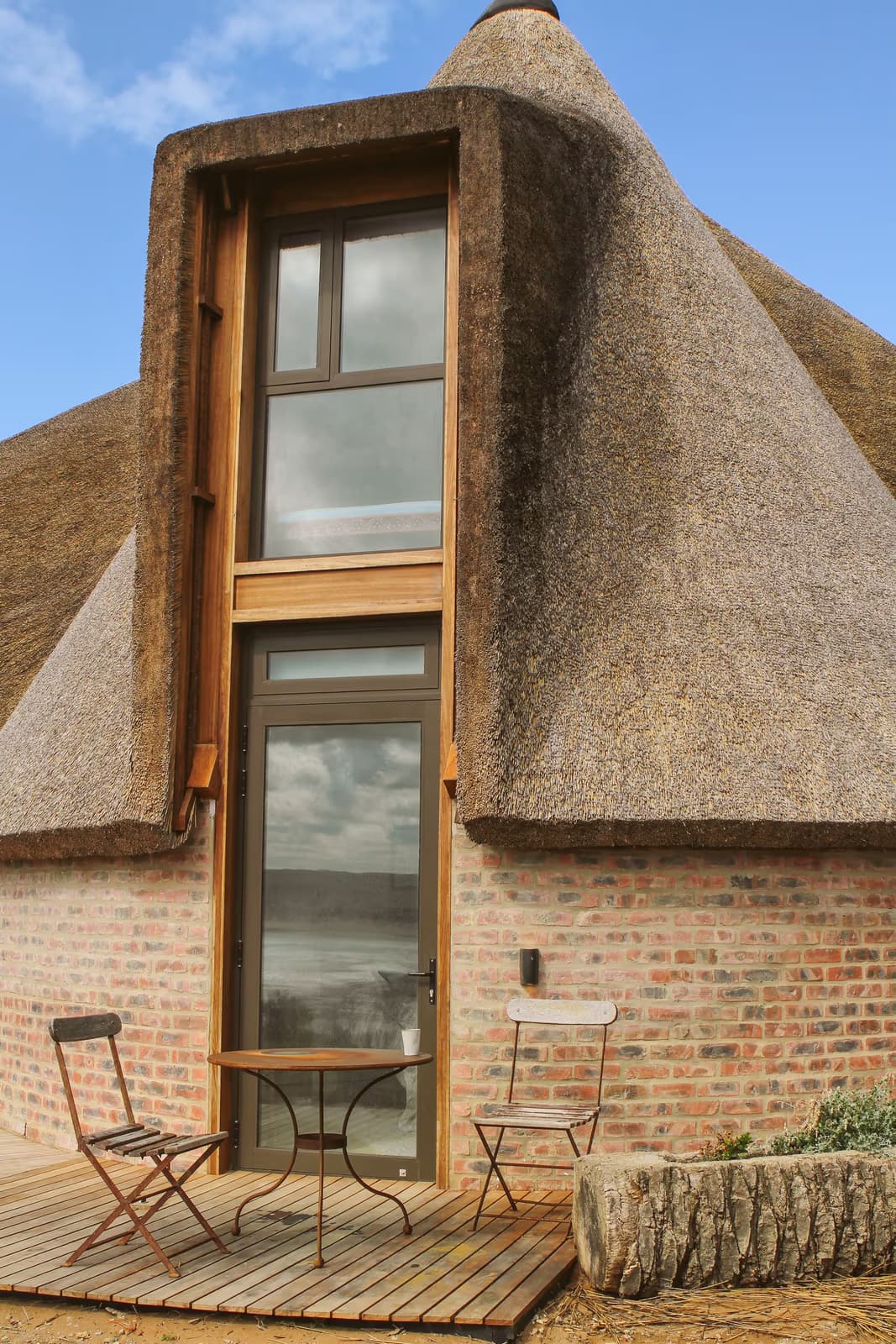 Casa Caro's thatch and timber facade detail